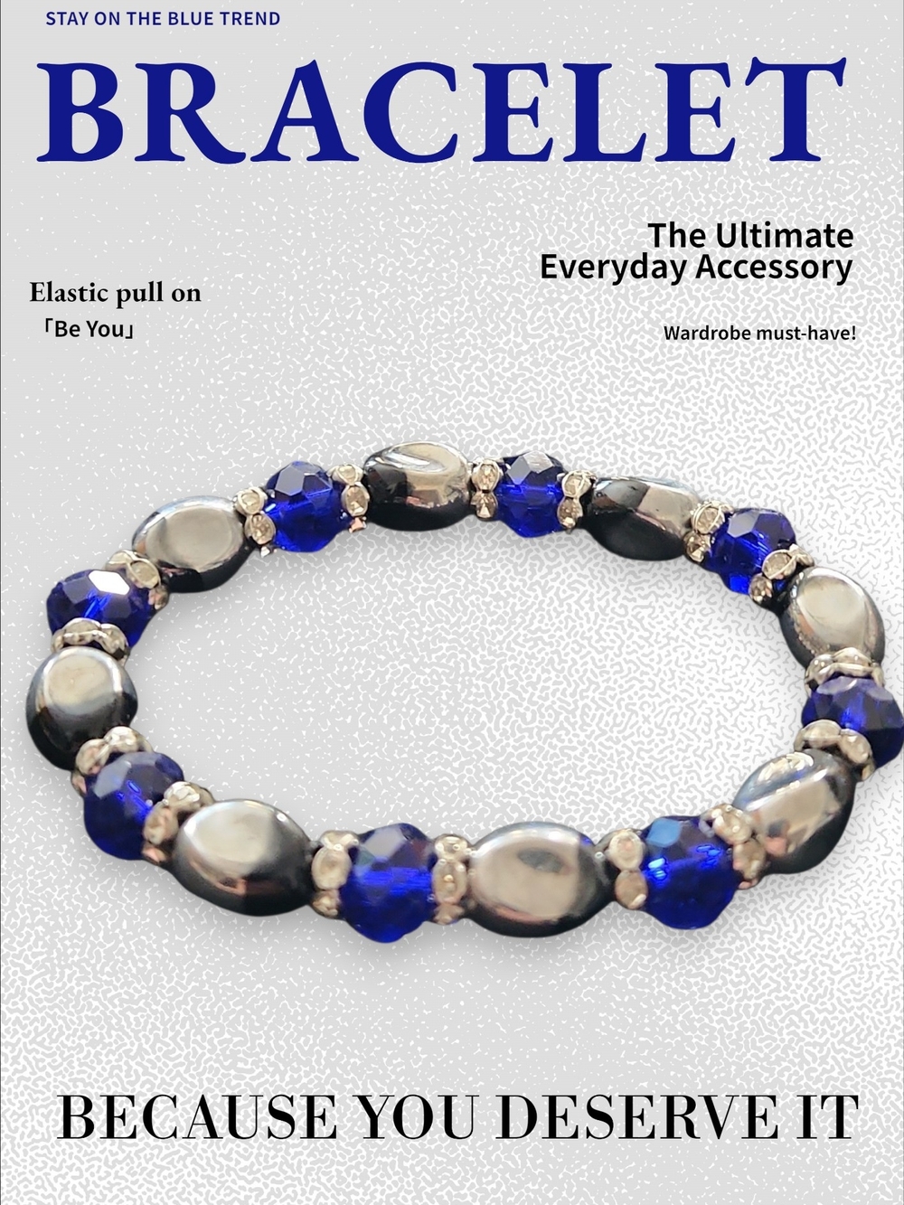 Hemonite Blue Beaded Stretch Bracelet